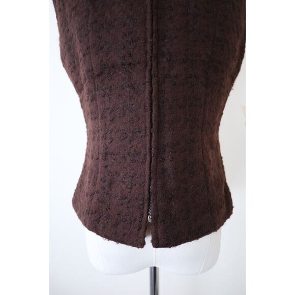 NWT Vintage 1950s Wooly Shell Top Sleeveless Brown Metal Zipper Back - Picture 9 of 12